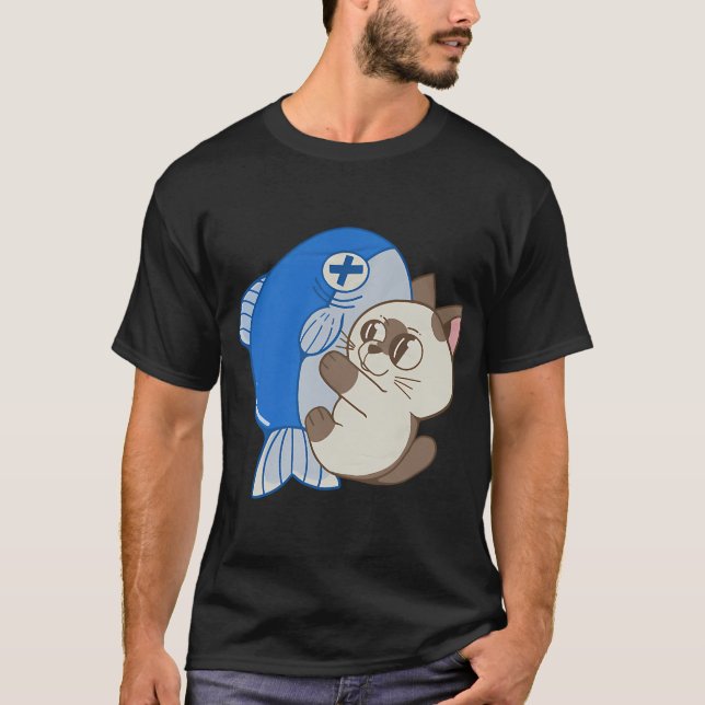T-shirt Chat avec poisson (Devant)