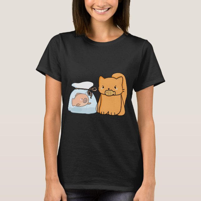 T-shirt Chat avec Poisson (Devant)