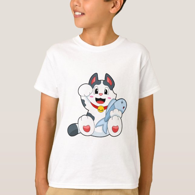 T-shirt Chat avec poisson (Devant)
