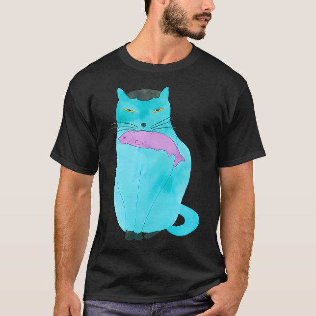 T-shirt Chat avec Poisson (Devant)