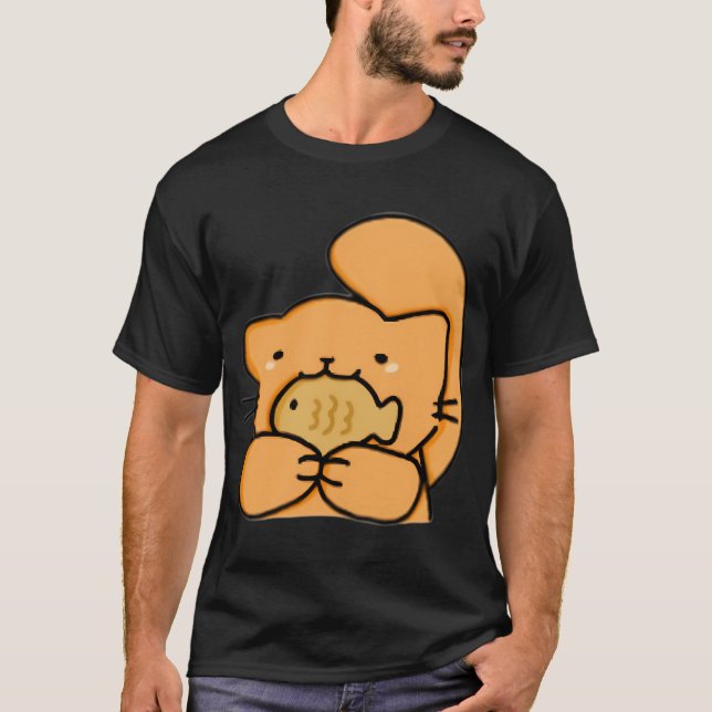 T-shirt Chat avec poisson Taiyaki (Devant)