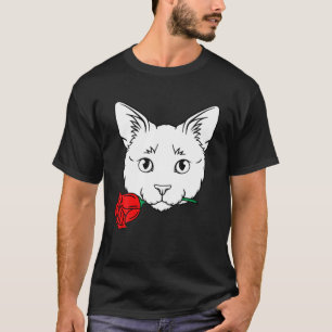 T-shirt Chat avec Rose Valentines Jour Mignonne V Jour Kit