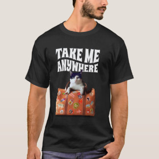 T-shirt Chat avec sac de voyage - Emmène-moi n'importe où