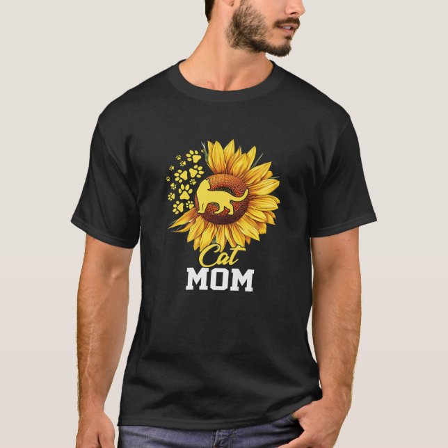 T-shirt Chat avec Sunflower Chat Maman Premium (Devant)