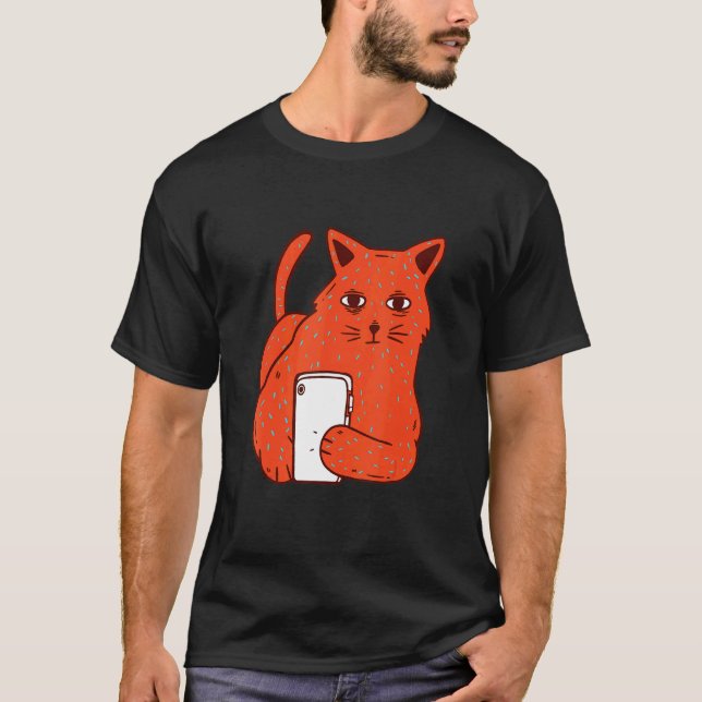 T-shirt Chat avec téléphone (Devant)