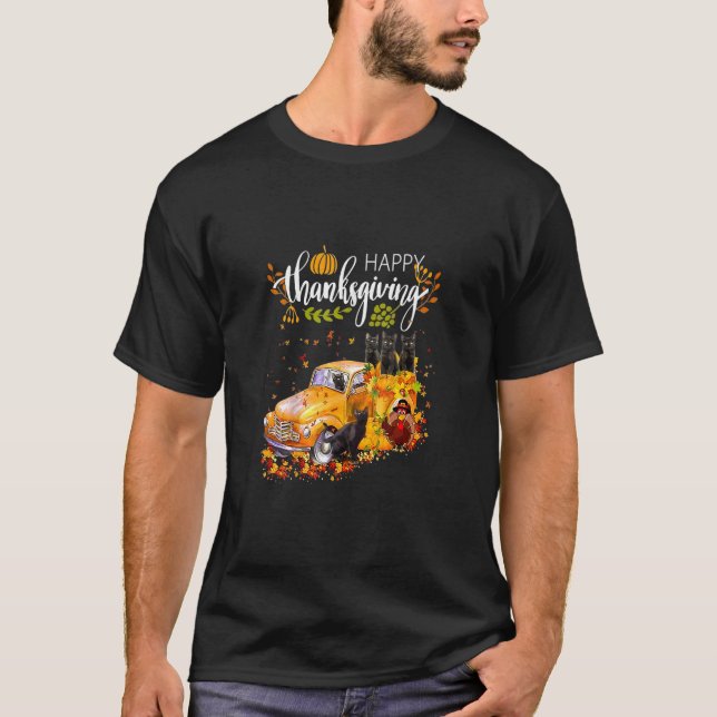 T-shirt Chat Avec Turquie Et Bon thanksgiving De Camion Tu (Devant)