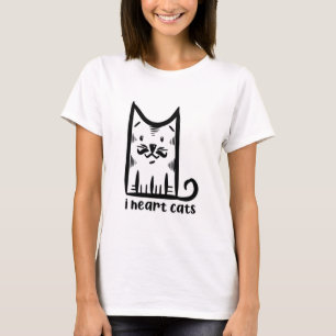 T-shirt Chat avec une Moustache Stylée, j'adore les chats