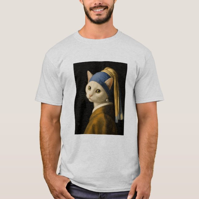 T-shirt Chat avec une perle d'oreille (Devant)