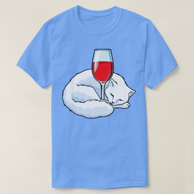 T-shirt Chat avec Verre de vin rouge 1 (Design devant)