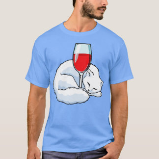 T-shirt Chat avec Verre de vin rouge 1