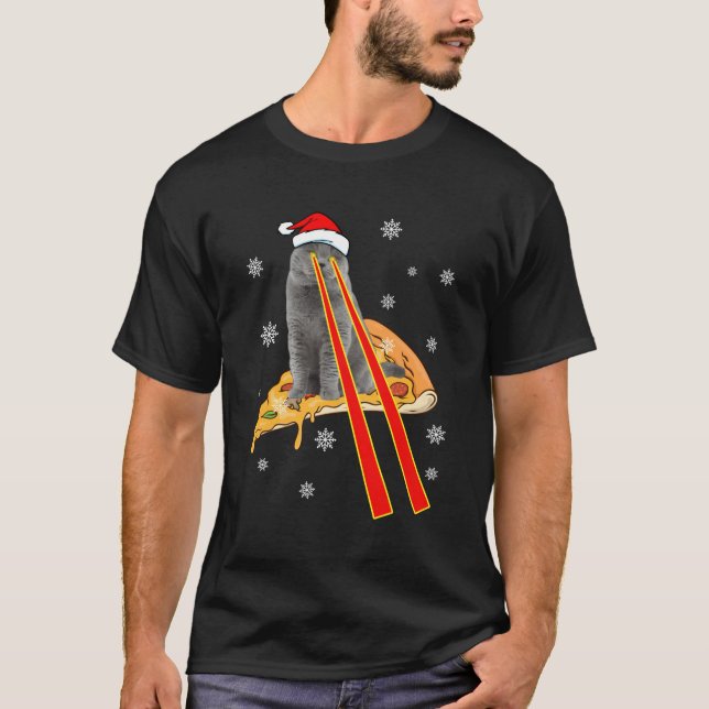 T-shirt Chat Avec Yeux Laser Pizza Chat (Devant)