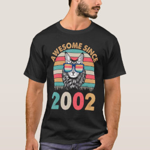 T-shirt Chat Awesome Depuis 2002 Joyeux Anniversaire Pour
