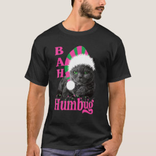 T-shirt Chat Bah Humbug Chapeau de Père Noël Vacances de N