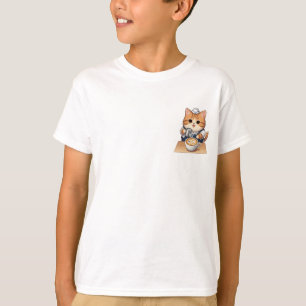 T-shirt Chat Barista Versant de l'Art Latte pour Enfants