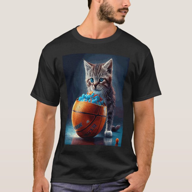 T-shirt Chat Basket-ball Bonbon (Devant)