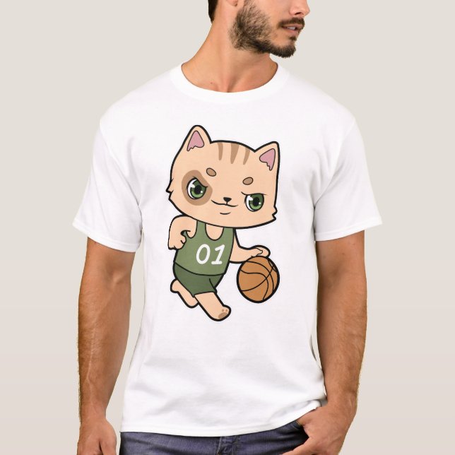 T-shirt Chat Basketball Sports (Devant)