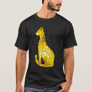 T-shirt Chat Bastet Égyptien Polygon Or Hiéroglyphe Arche