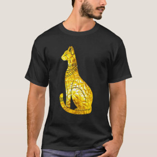 T-shirt Chat Bastet Égyptien Polygon Or Hiéroglyphe Arche