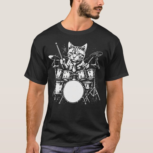 T-shirt Chat Batteur de Tambour Musique (Devant)