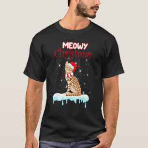 T-shirt Chat Bengal Chapeau de Père Noël Noël
