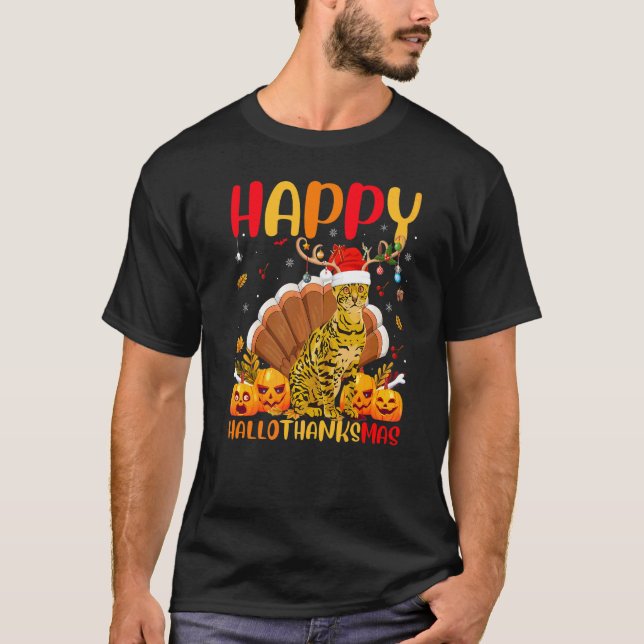 T-shirt Chat Bengal  Chat Bengal Heureux Hellothanksmas (Devant)