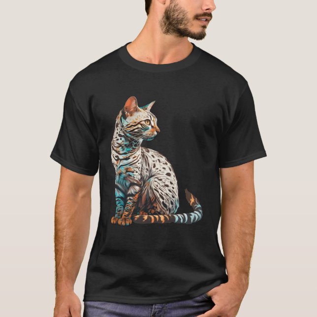 T-shirt Chat Bengal Couleurs Maman Dame (Devant)