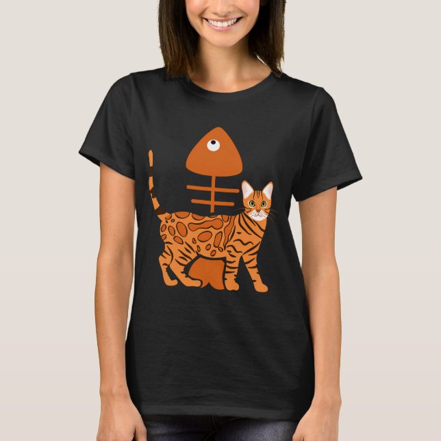 T-shirt Chat Bengal et arête de poisson (Devant)