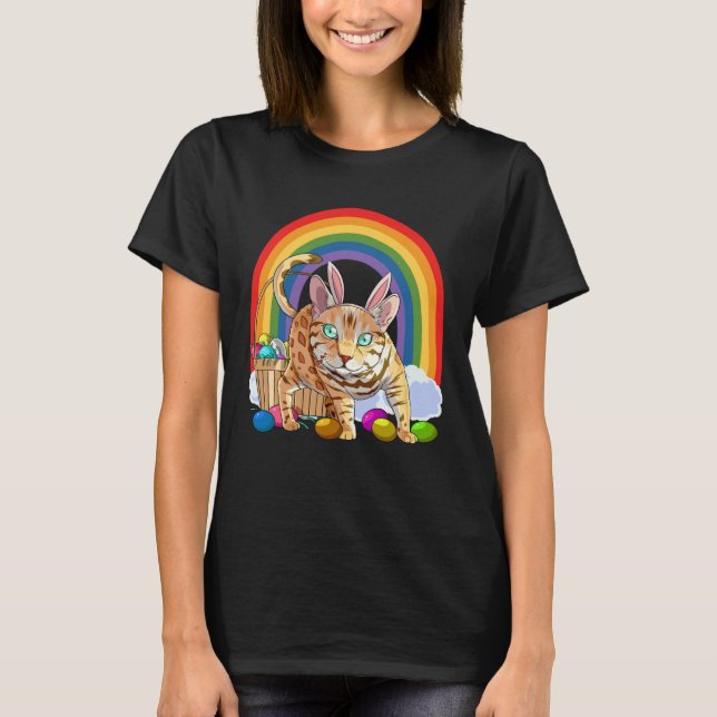 T-shirt Chat Bengal Œufs de Pâques Lapin (Devant)