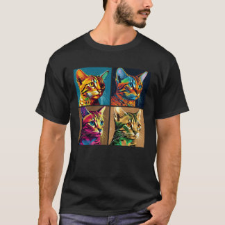 T-shirt Chat Bengal Pop Illustration Animal Coloré Femmes 