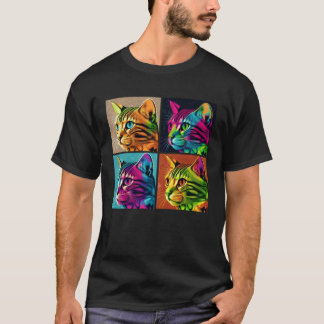 T-shirt Chat Bengal Pop Illustration Animal Coloré Femmes 