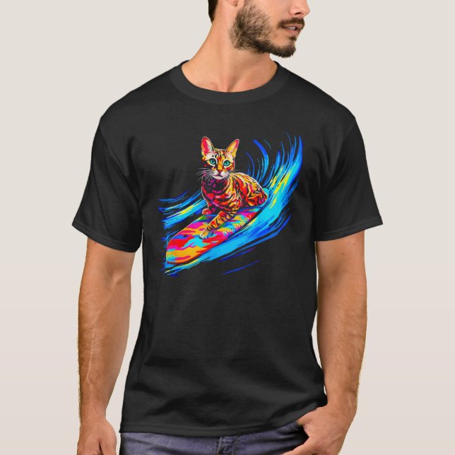 T-shirt Chat Bengal Surfant (Devant)