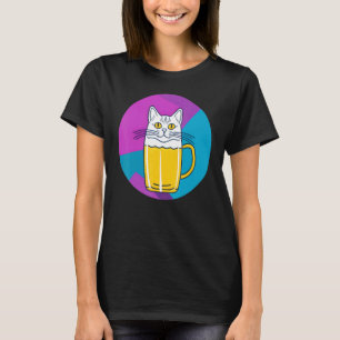T-shirt Chat bière mignon partie chat et partie verre à bi