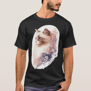 T-shirt Chat Birman aquarelle Saku Fleur de Cerisier Japon