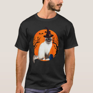T-shirt Chat Birman Chapeau de Sorcière d'Halloween Et Lun