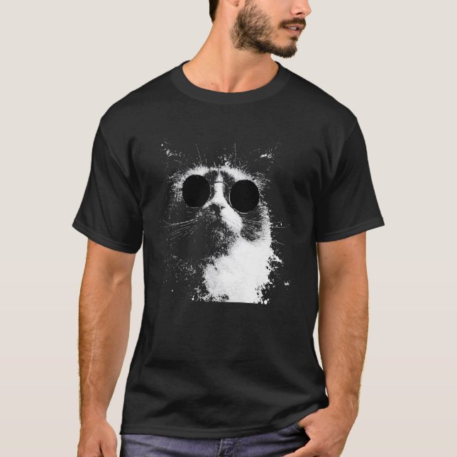 T-shirt Chat Birman Cool avec Lunettes de Soleil Art Splas (Devant)