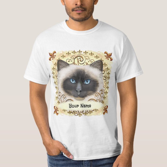 T-shirt Chat Birman Fleur De Lis  (Devant)