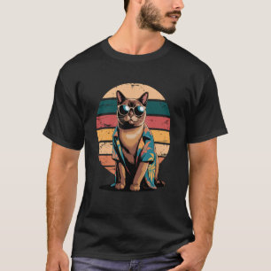 T-shirt Chat Birman Lunettes de soleil Hawaï Plage Été