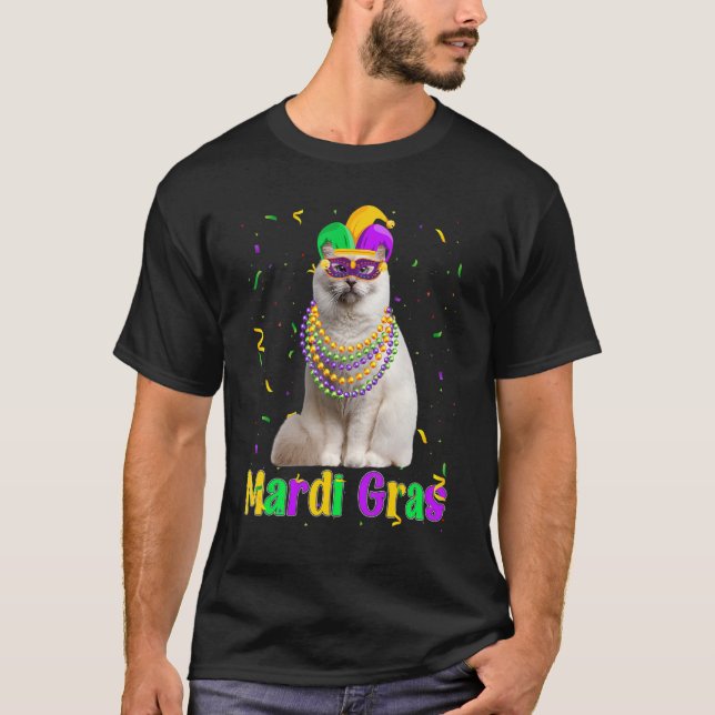 T-shirt Chat Birman Mardi Gras Meowdi Gras Masque De Chat (Devant)