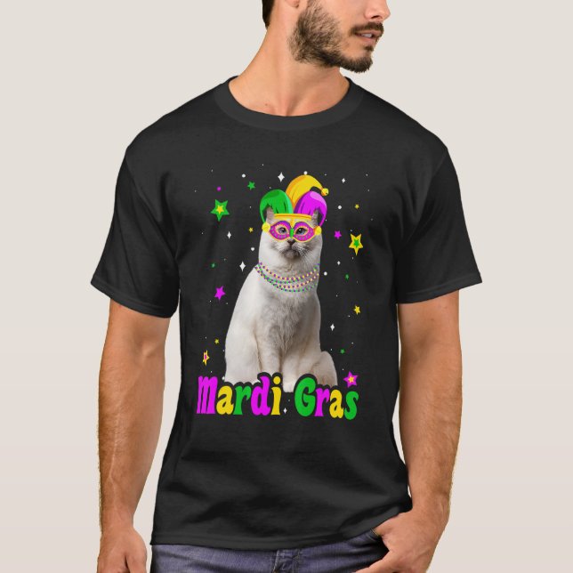 T-shirt Chat Birman Masque Carnaval Mardi Gras Animaux Cha (Devant)