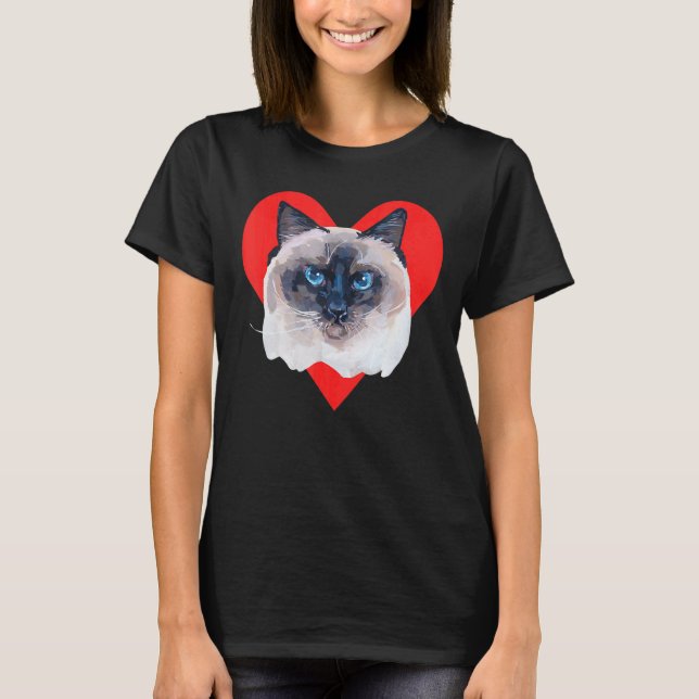 T-shirt Chat Birman Mignon Cœur Rouge (Devant)