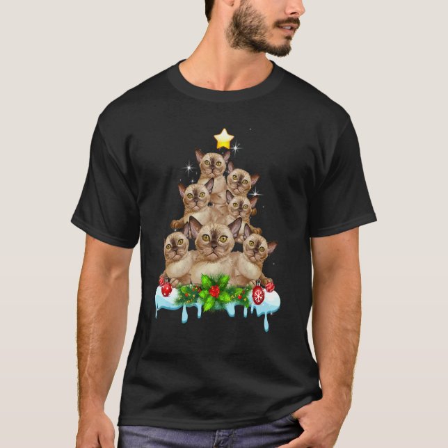 T-shirt Chat Birman Noël Arbre de Noël (Devant)