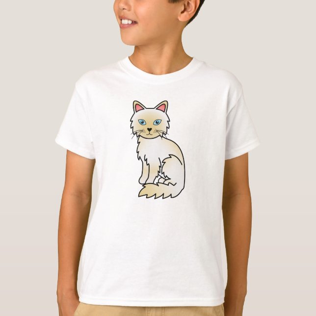 T-shirt Chat Birman / Ragdoll au point crème (Devant)