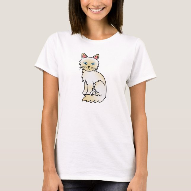 T-shirt Chat Birman / Ragdoll au point crème (Devant)