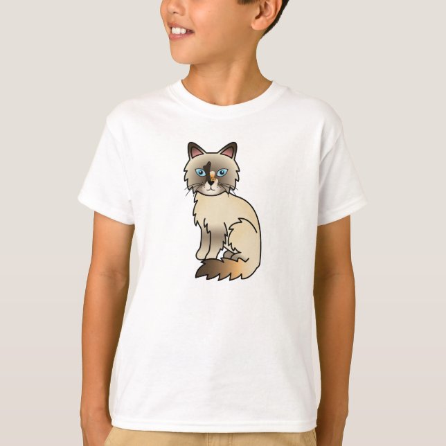 T-shirt Chat Birman / Ragdoll au point tortie (Devant)