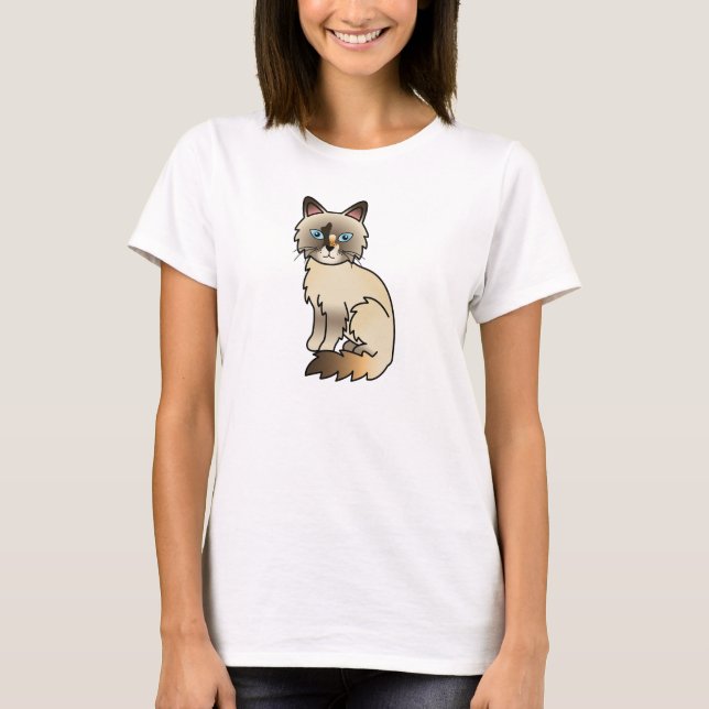 T-shirt Chat Birman / Ragdoll au point tortie (Devant)