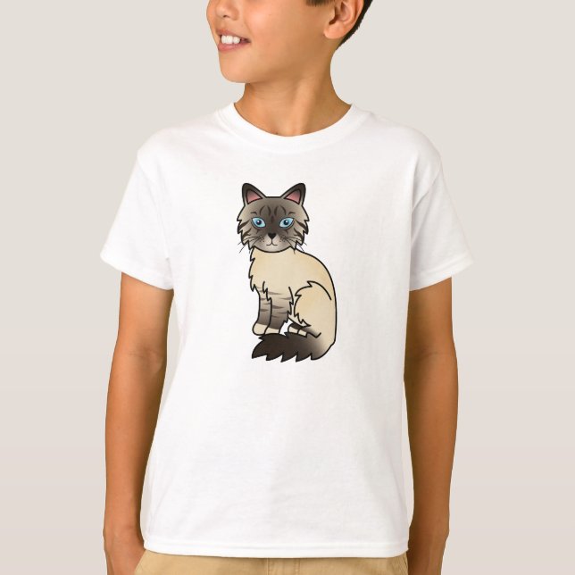 T-shirt Chat Birman / Ragdoll au tabby seal point (Devant)