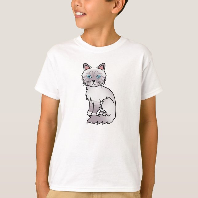 T-shirt Chat Birman / Ragdoll Tabby au point de lilas (Devant)