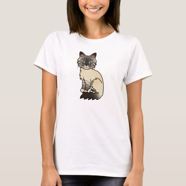 T-shirt Chat Birman / Ragdoll tabby au point saumon (Devant)