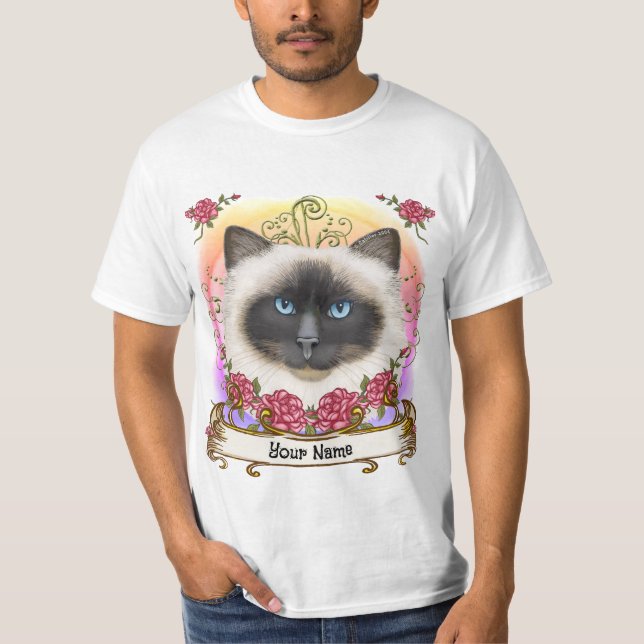 T-shirt Chat Birman Roses   (Devant)