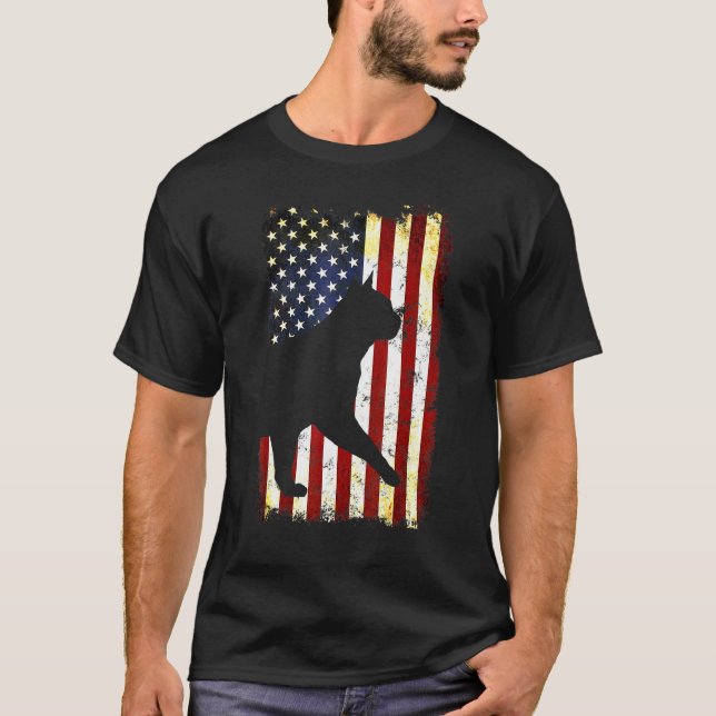 T-shirt Chat birman Silhouette Drapeau américain 4 juillet (Devant)